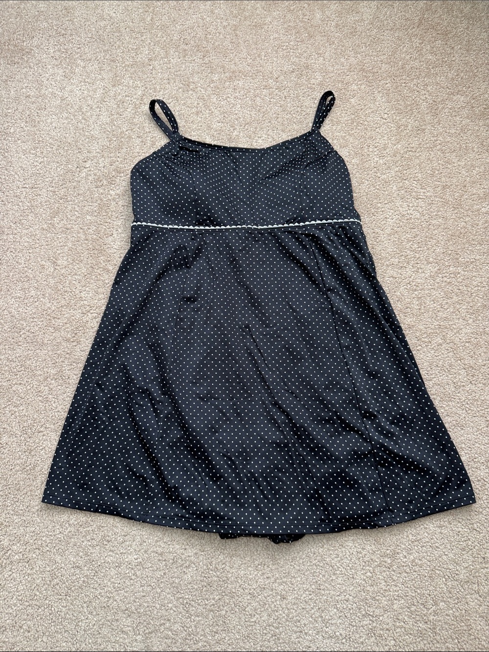 L.L. Bean Empire Polka Dot Black White Tummy Control Swim Dress Size 18W